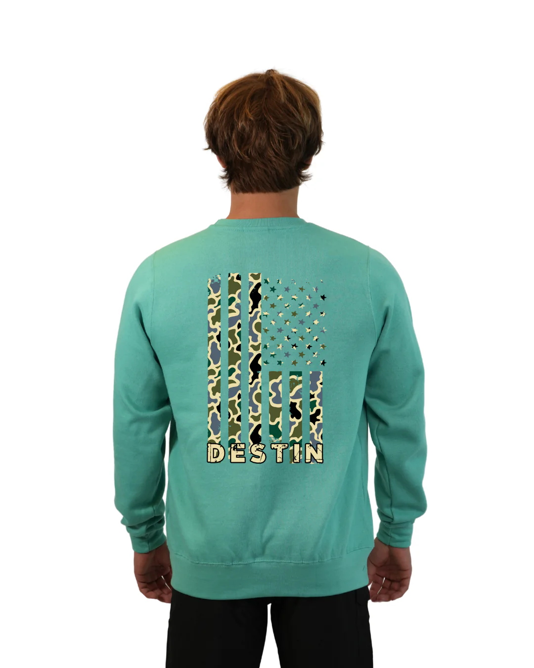 Destin Flag Men  Crewneck – Camouflage Edition - Image 4