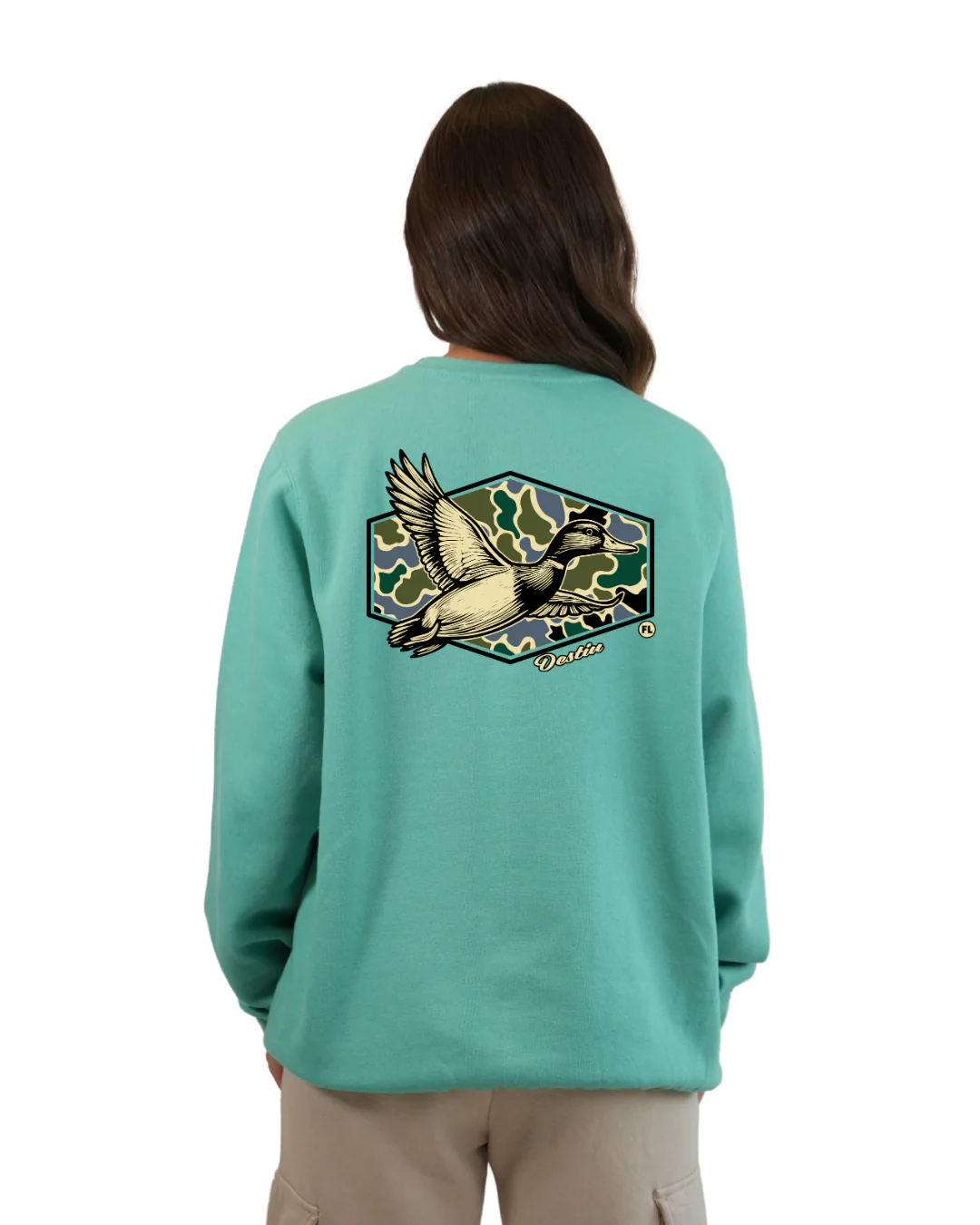 Destin Duck Women Crewneck – Camouflage Edition - Image 4
