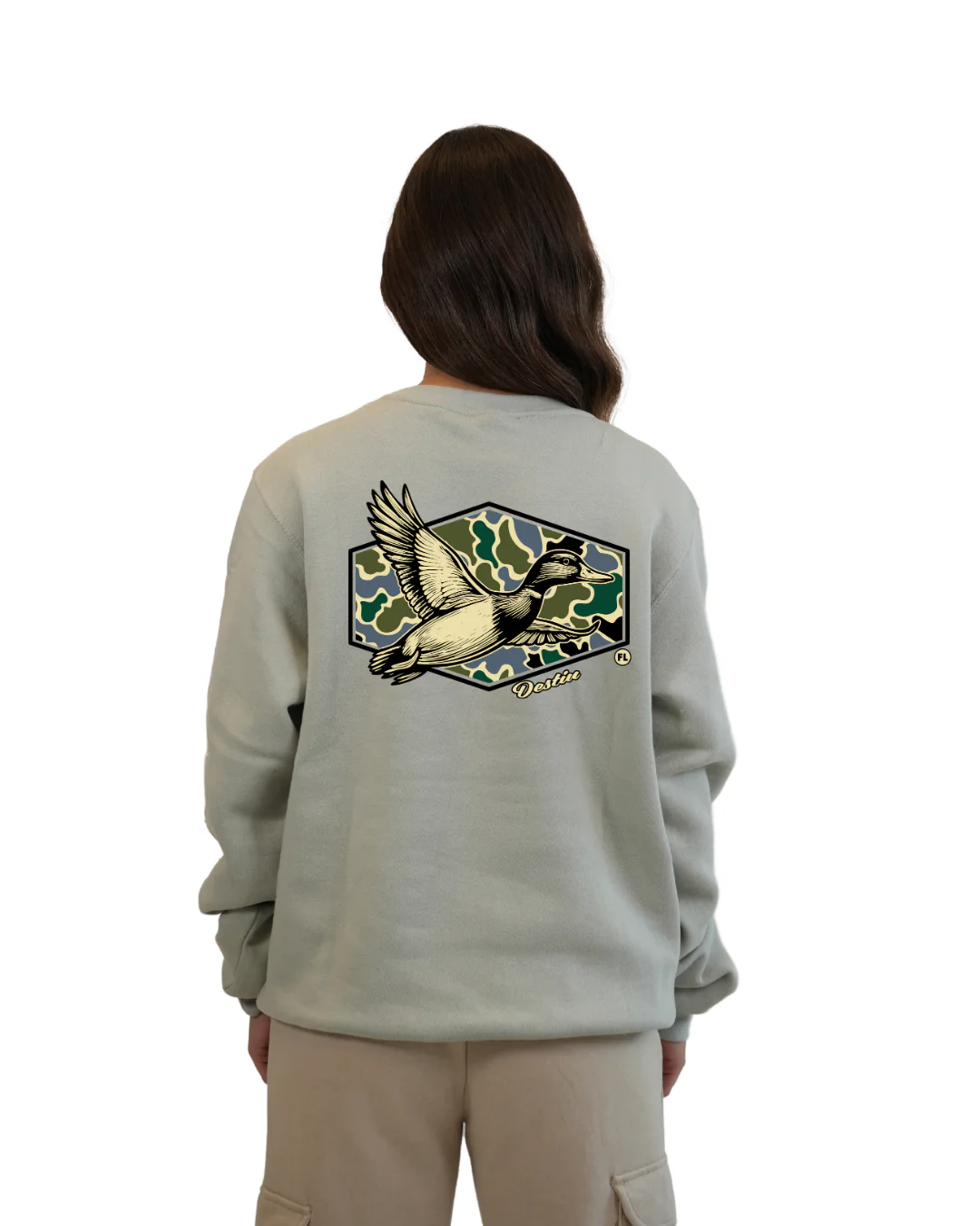 Destin Duck Women Crewneck – Camouflage Edition - Image 6