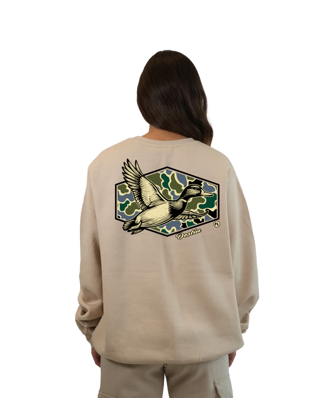 Destin Duck Women Crewneck – Camouflage Edition - Image 8