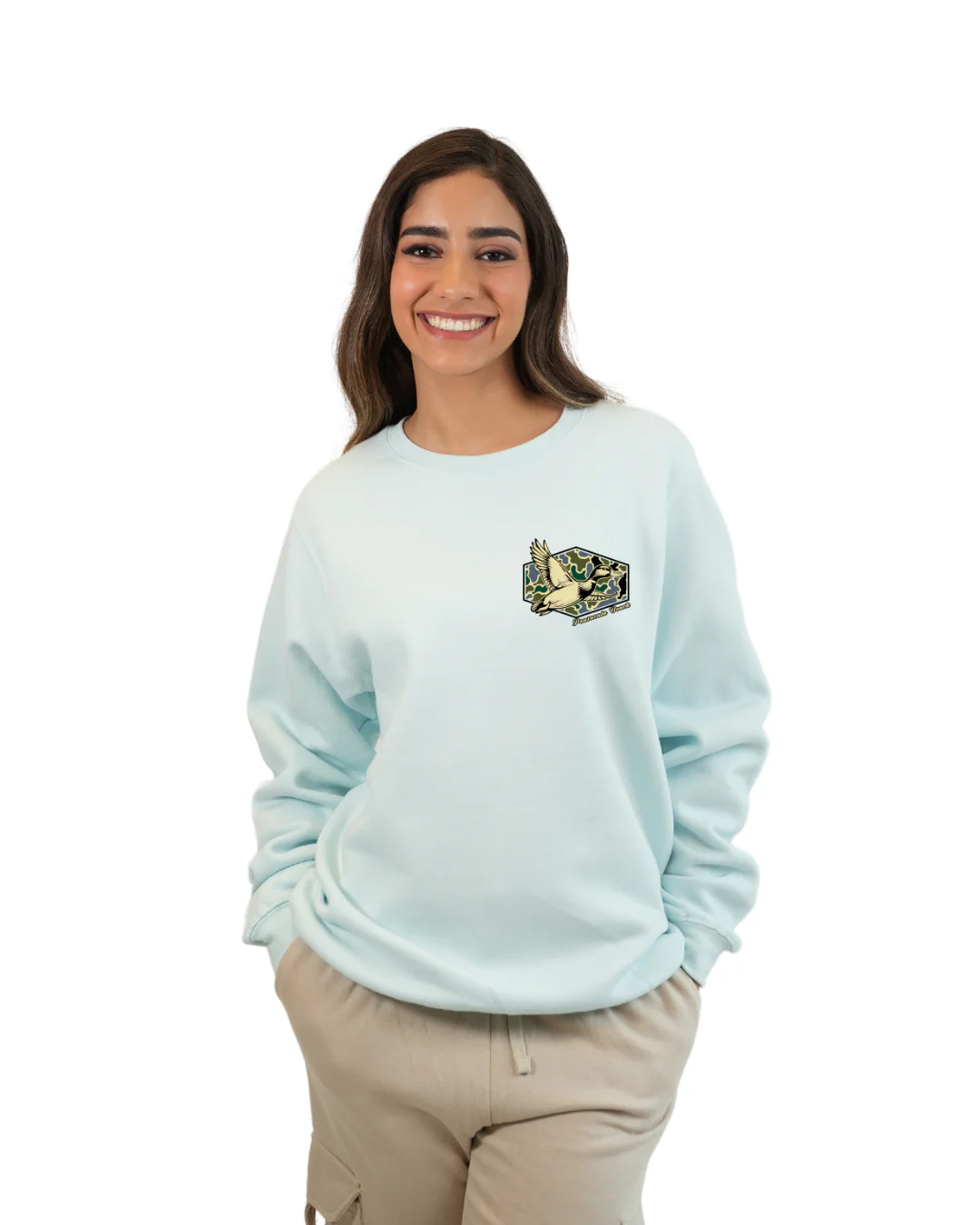Pensacola Beach Duck Women Crewneck – Camouflage Edition - Image 3