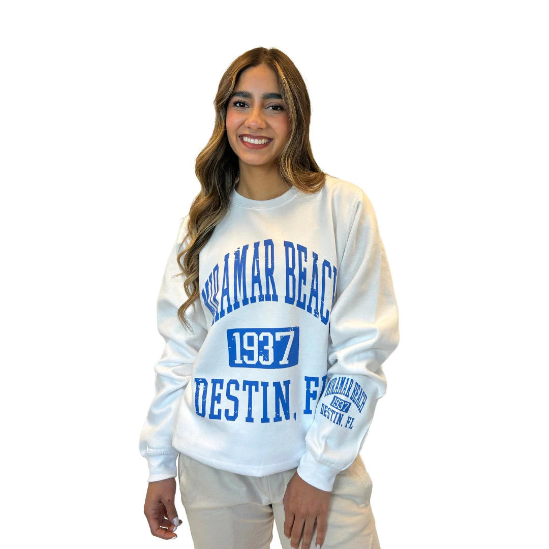 Miramar 1937 Fleece Crewneck Sweatshirt Women with a Front and the left sleeve design Style 067 - Image 2