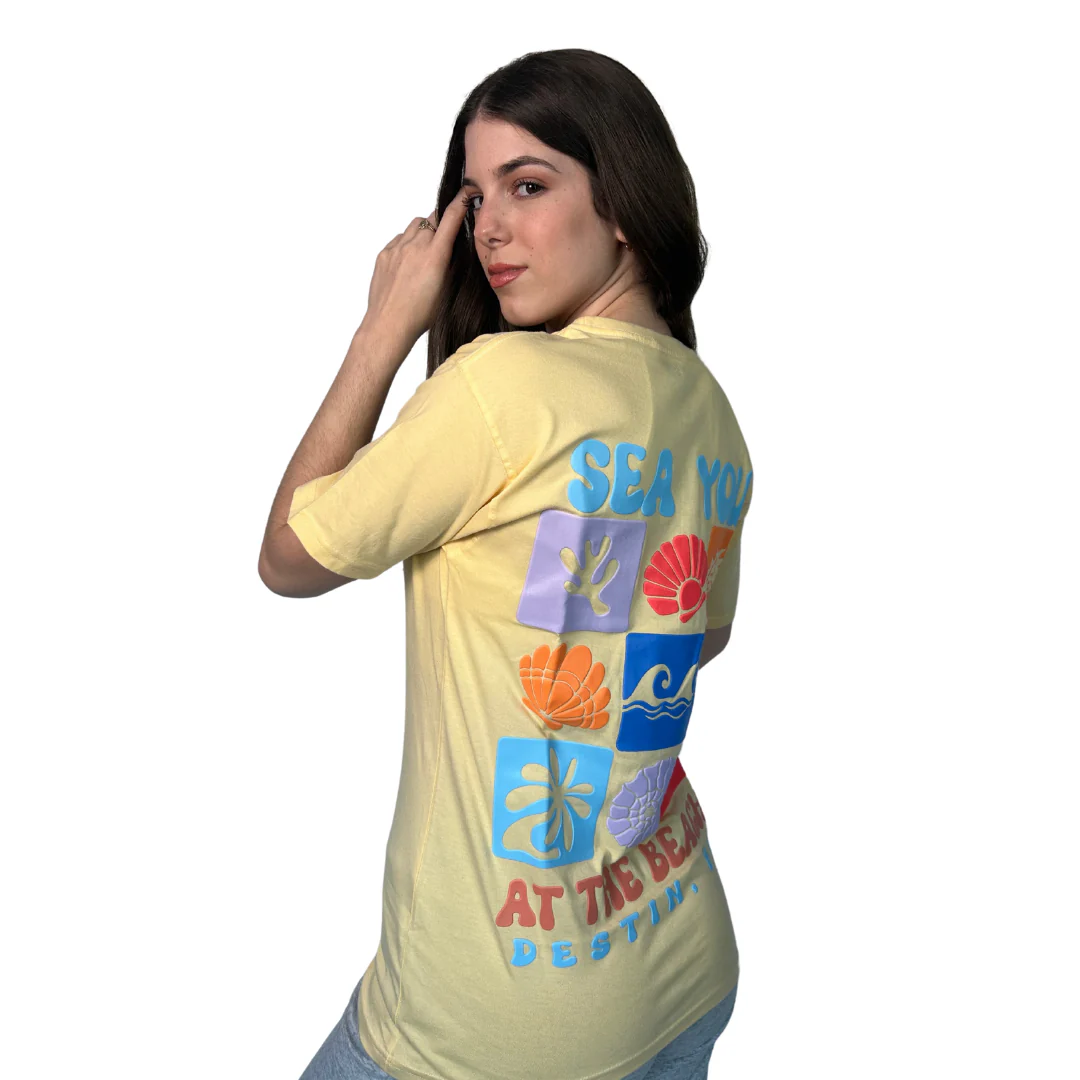 Destin,  Fl  Combed Cotton Women T-Shirt with  Sea You at the beach Design Style CC1000 - Image 2