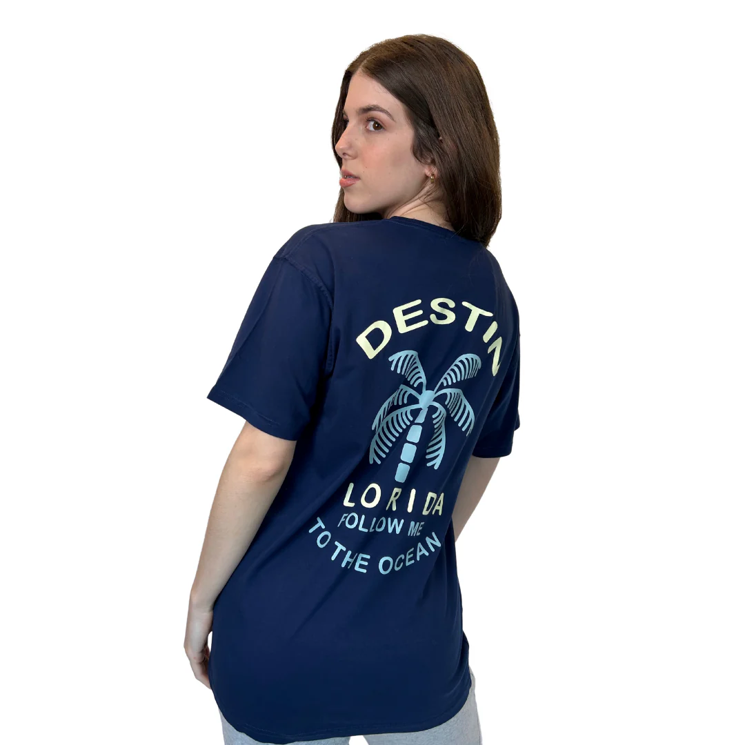 Destin Fl,  Follow Me To The Ocean Design T-Shirt Style Gd001 - Image 2