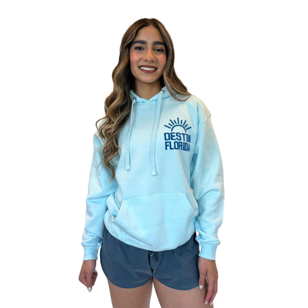 Destin Fl, Hoodie Women with Texture Patch on The Front and Back Happy Salty Design Style 252Patch - Image 2