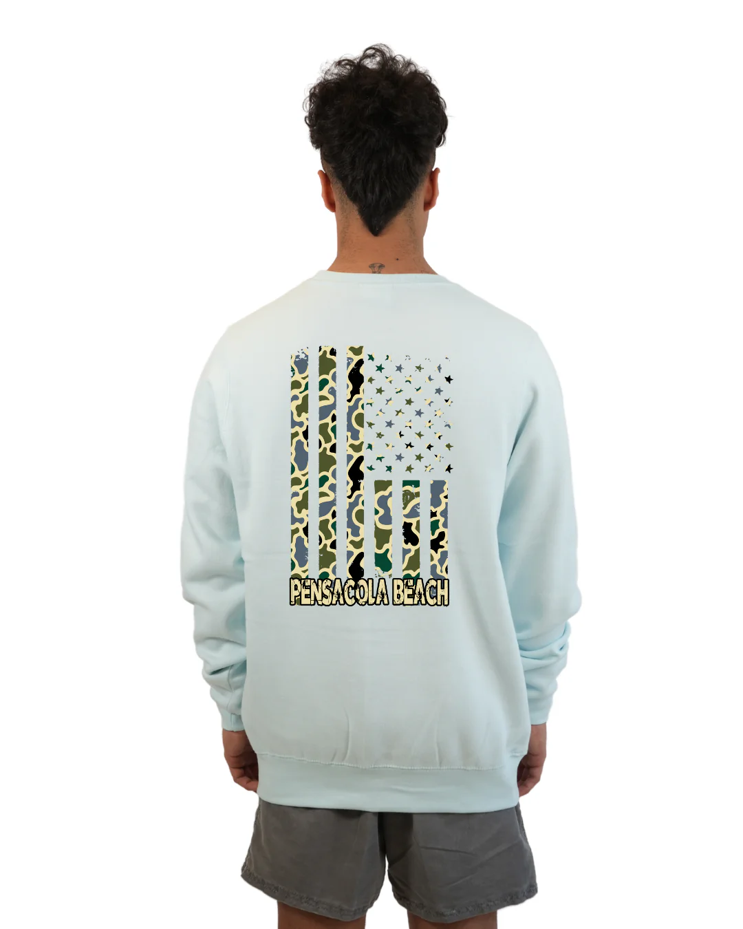 Pensacola Beach Flag Men Crewneck – Camouflage Edition - Image 10
