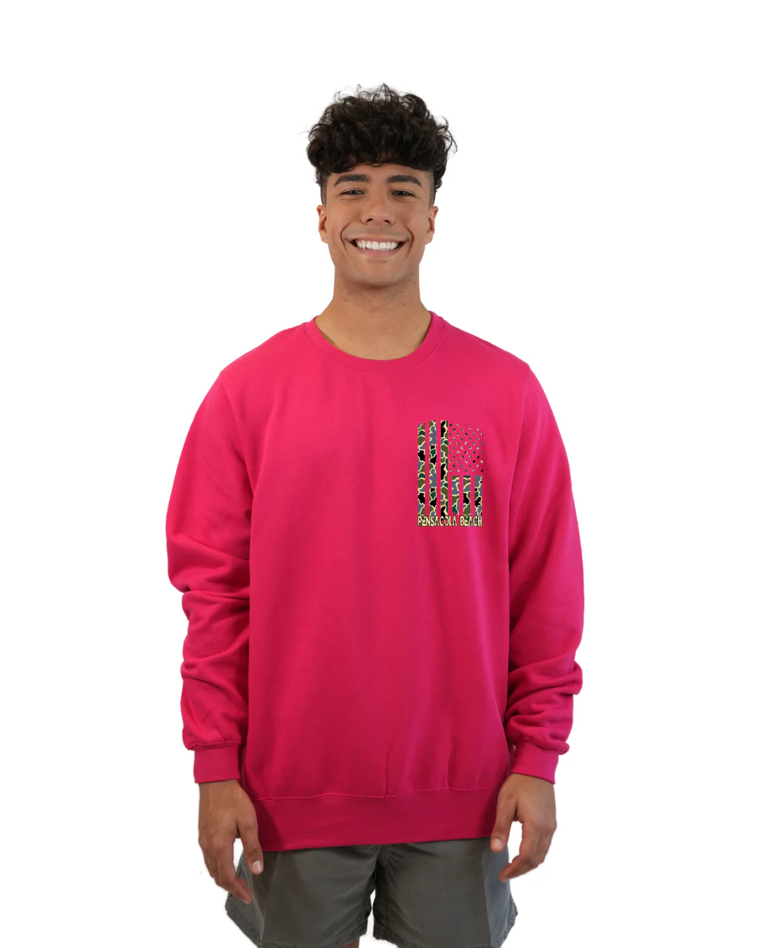 Pensacola Beach Flag Men Crewneck – Camouflage Edition - Image 3