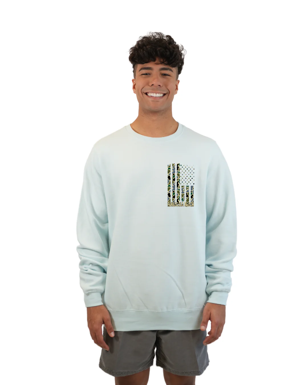 Pensacola Beach Flag Men Crewneck – Camouflage Edition - Image 7