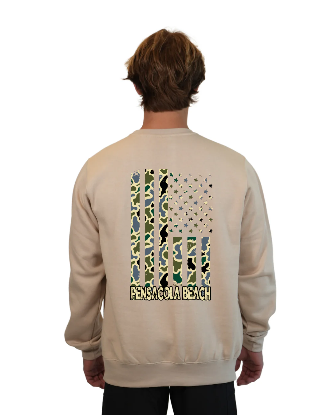 Pensacola Beach Flag Men Crewneck – Camouflage Edition - Image 8