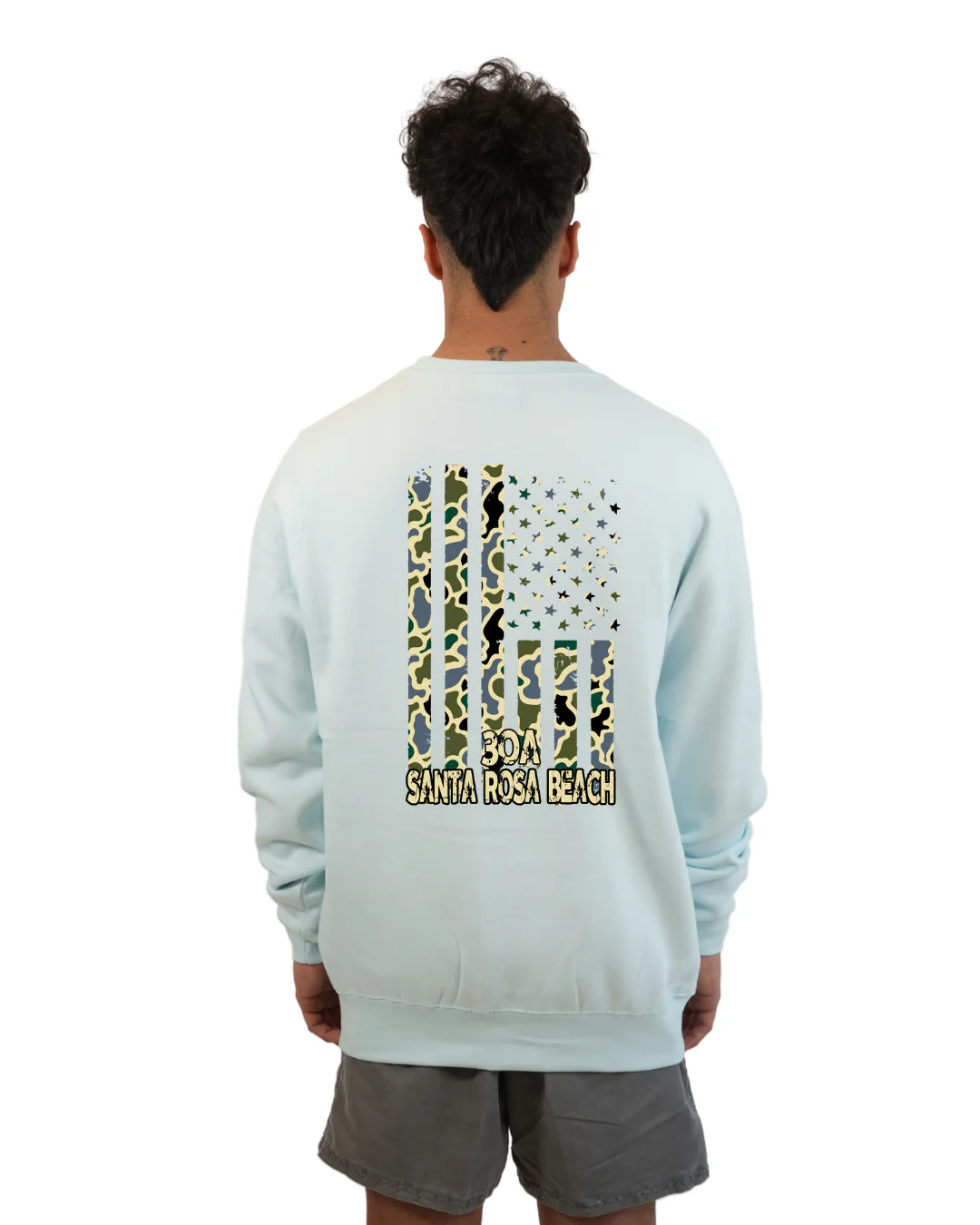 Santa Rosa Flag Men  Crewneck – Camouflage Edition - Image 2