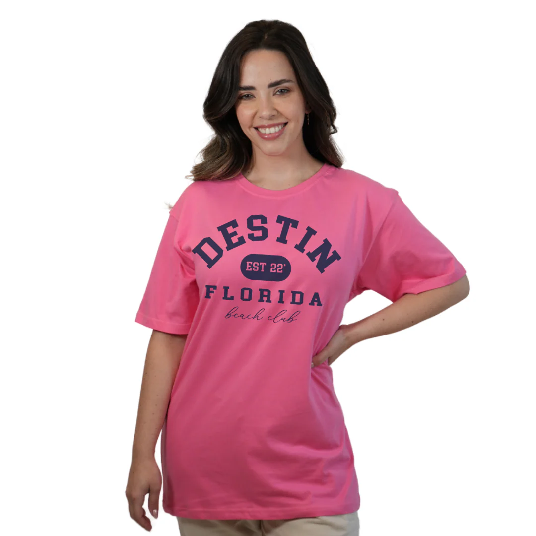 Destin Florida Combed Cotton Women T-Shirt with a Front Est. 22 Beach Club Design Style CC1000 - Image 10