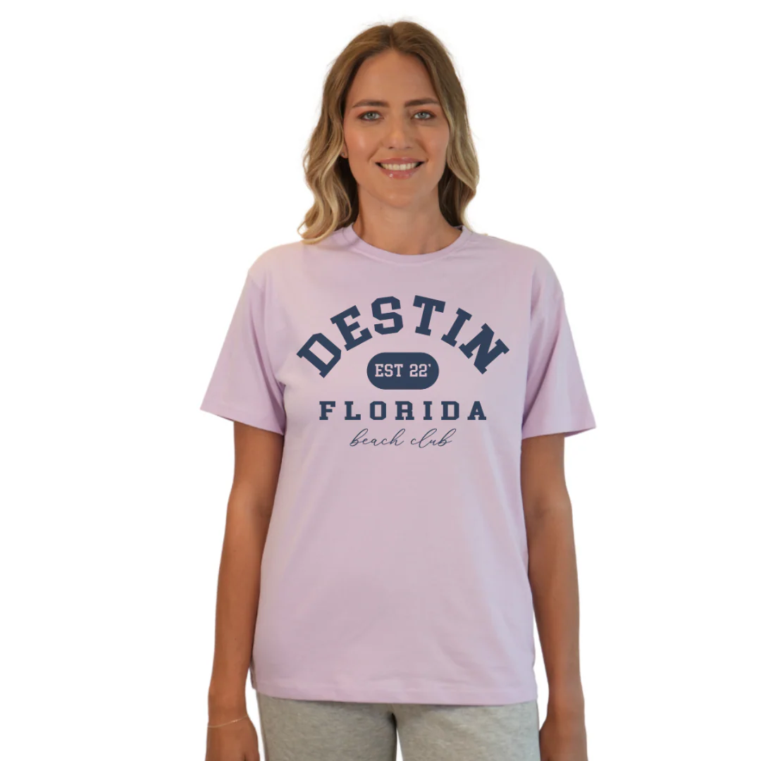 Destin Florida Combed Cotton Women T-Shirt with a Front Est. 22 Beach Club Design Style CC1000 - Image 12