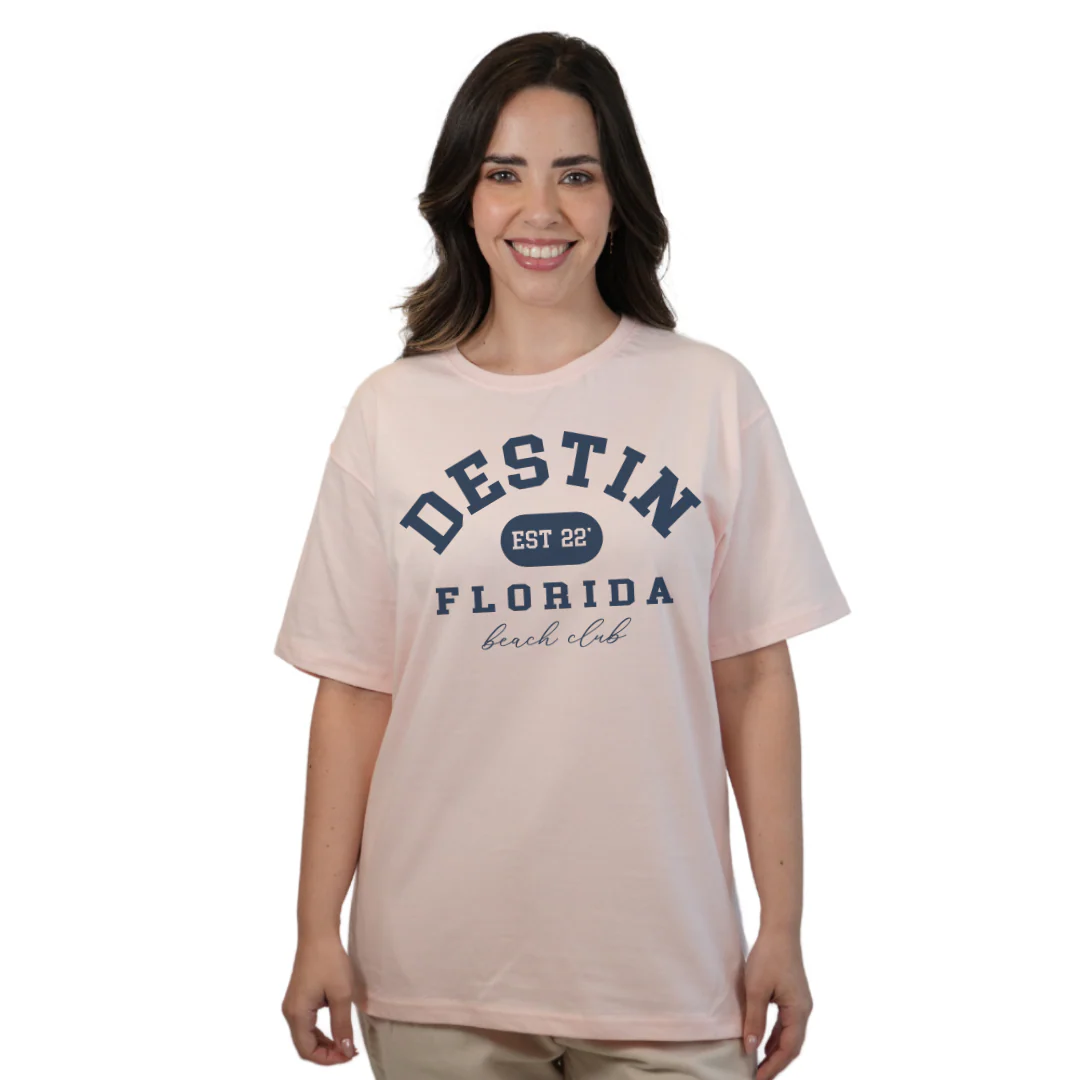 Destin Florida Combed Cotton Women T-Shirt with a Front Est. 22 Beach Club Design Style CC1000 - Image 7