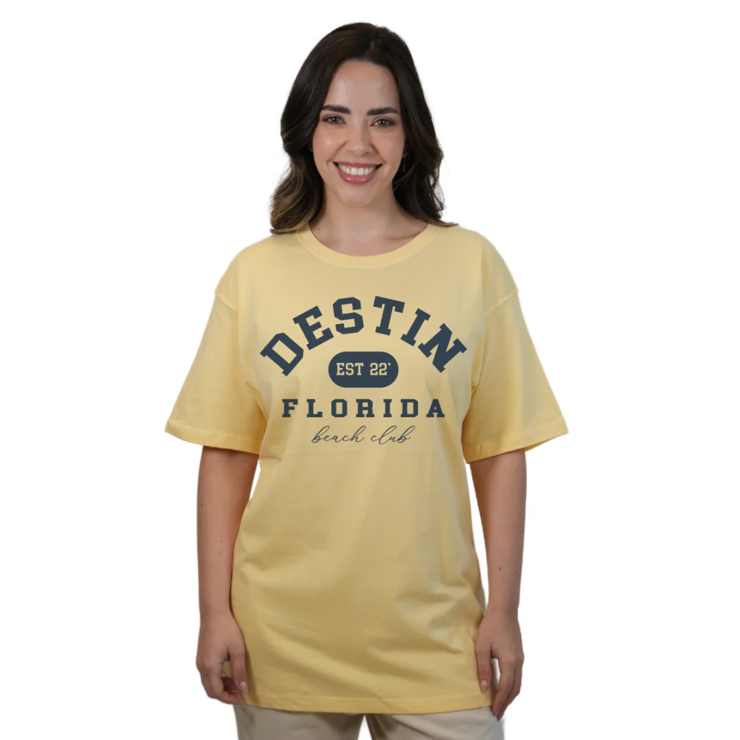 Destin Florida Combed Cotton Women T-Shirt with a Front Est. 22 Beach Club Design Style CC1000 - Image 9