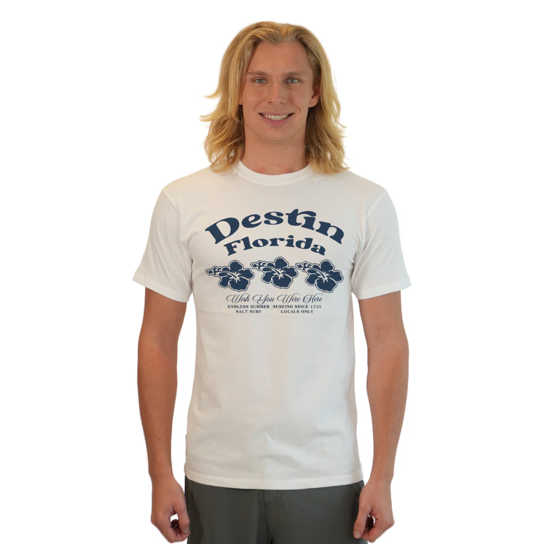 Destin Florida Combed Cotton Men T-Shirt with a Front 3 Hibiscus Flower Design Style CC1000 - Image 12