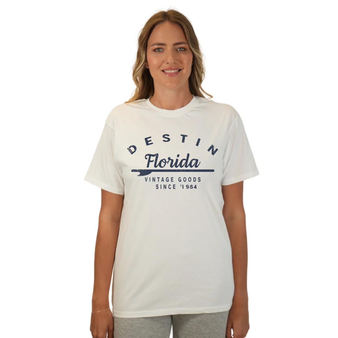 Destin Florida Combed Cotton Women T-Shirt with a Front Arrow Vintage Goods Since 1984 Design Style CC1000 - Image 11
