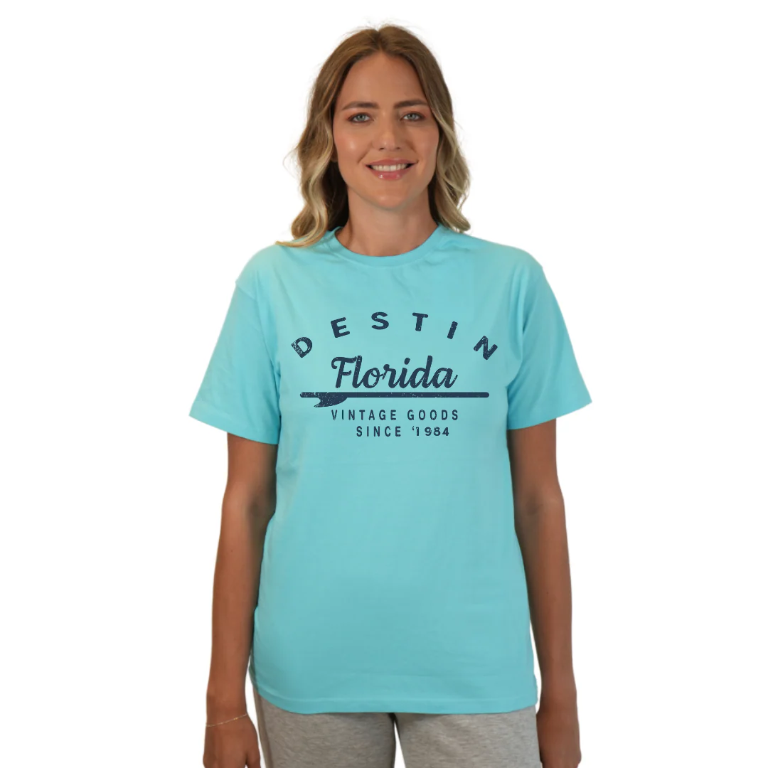 Destin Florida Combed Cotton Women T-Shirt with a Front Arrow Vintage Goods Since 1984 Design Style CC1000 - Image 8
