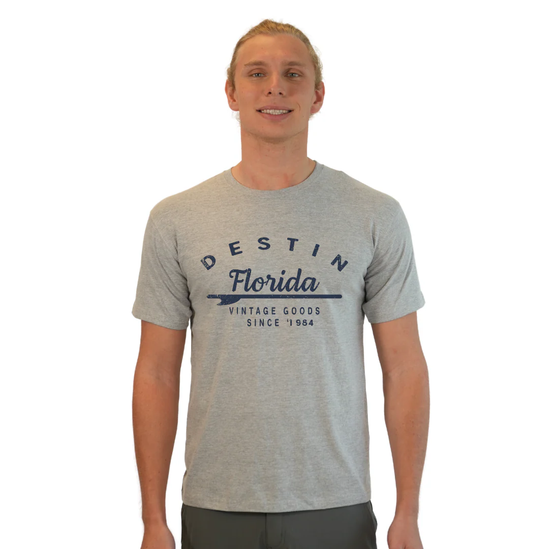 Destin Florida Combed Cotton Men T-Shirt with a Front Arrow Vintage Goods Since 1984 Design Style CC1000 - Image 2