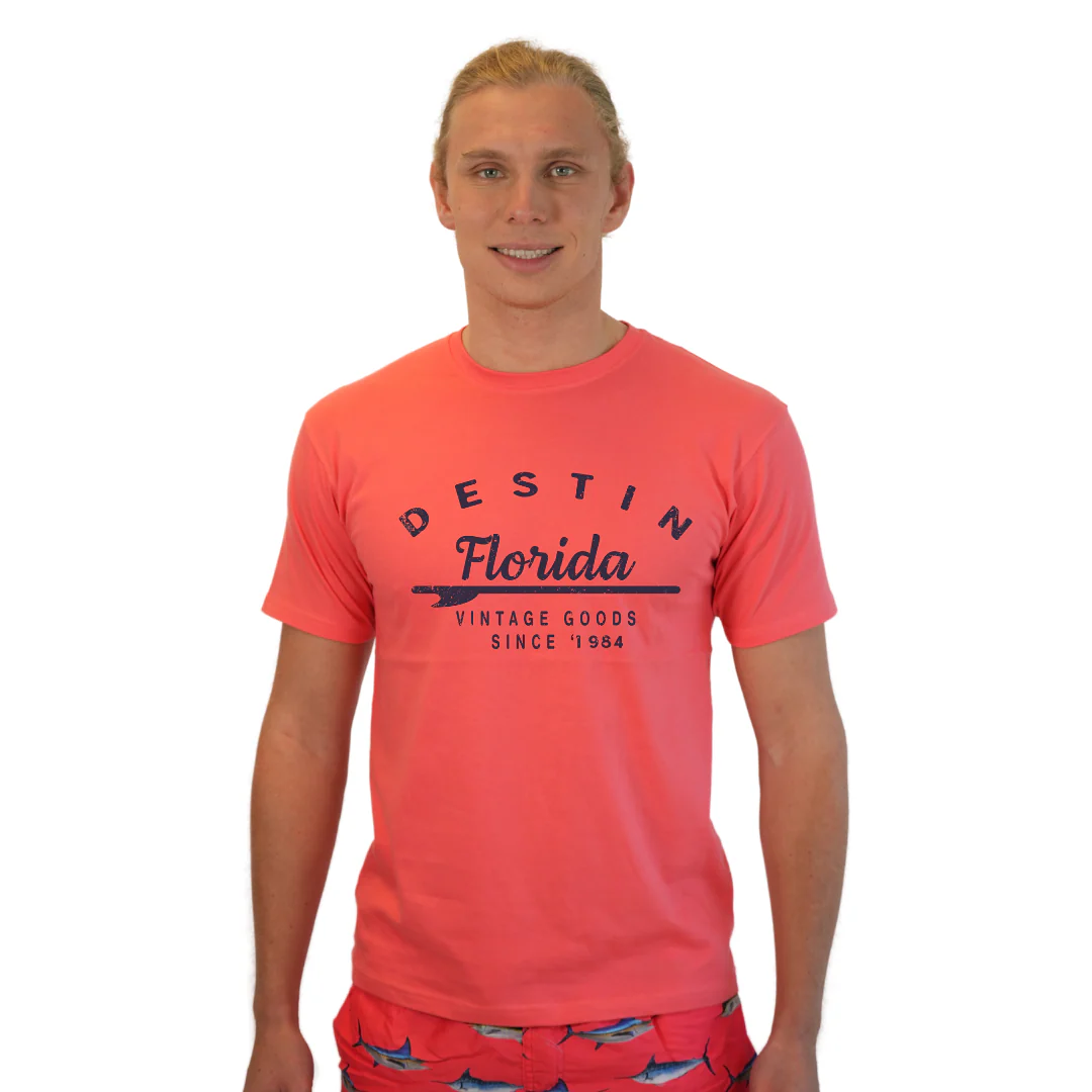 Destin Florida Combed Cotton Men T-Shirt with a Front Arrow Vintage Goods Since 1984 Design Style CC1000 - Image 7
