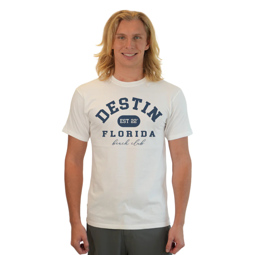 Destin Florida Combed Cotton Men T-Shirt with a Front Est. 22 Beach Club Design Style CC1000 - Image 11
