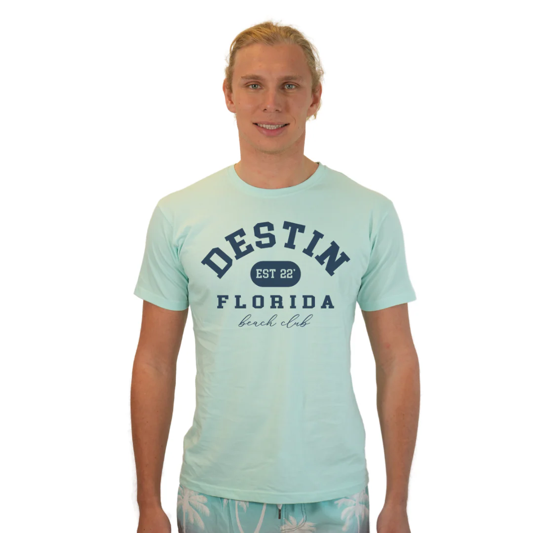 Destin Florida Combed Cotton Men T-Shirt with a Front Est. 22 Beach Club Design Style CC1000 - Image 3