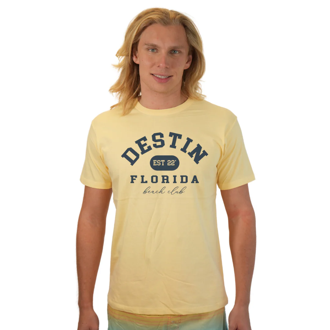 Destin Florida Combed Cotton Men T-Shirt with a Front Est. 22 Beach Club Design Style CC1000 - Image 5