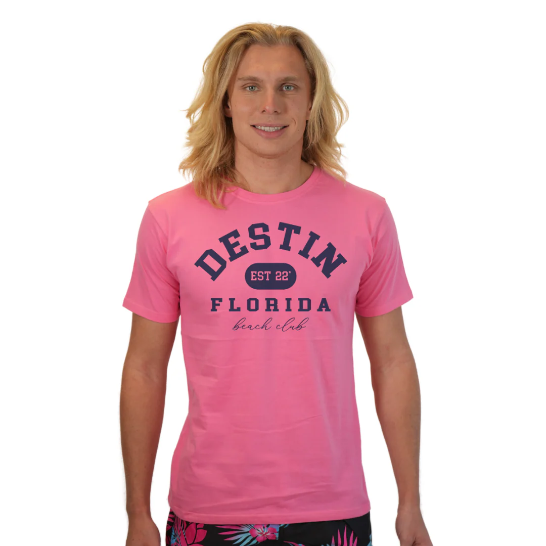 Destin Florida Combed Cotton Men T-Shirt with a Front Est. 22 Beach Club Design Style CC1000 - Image 6
