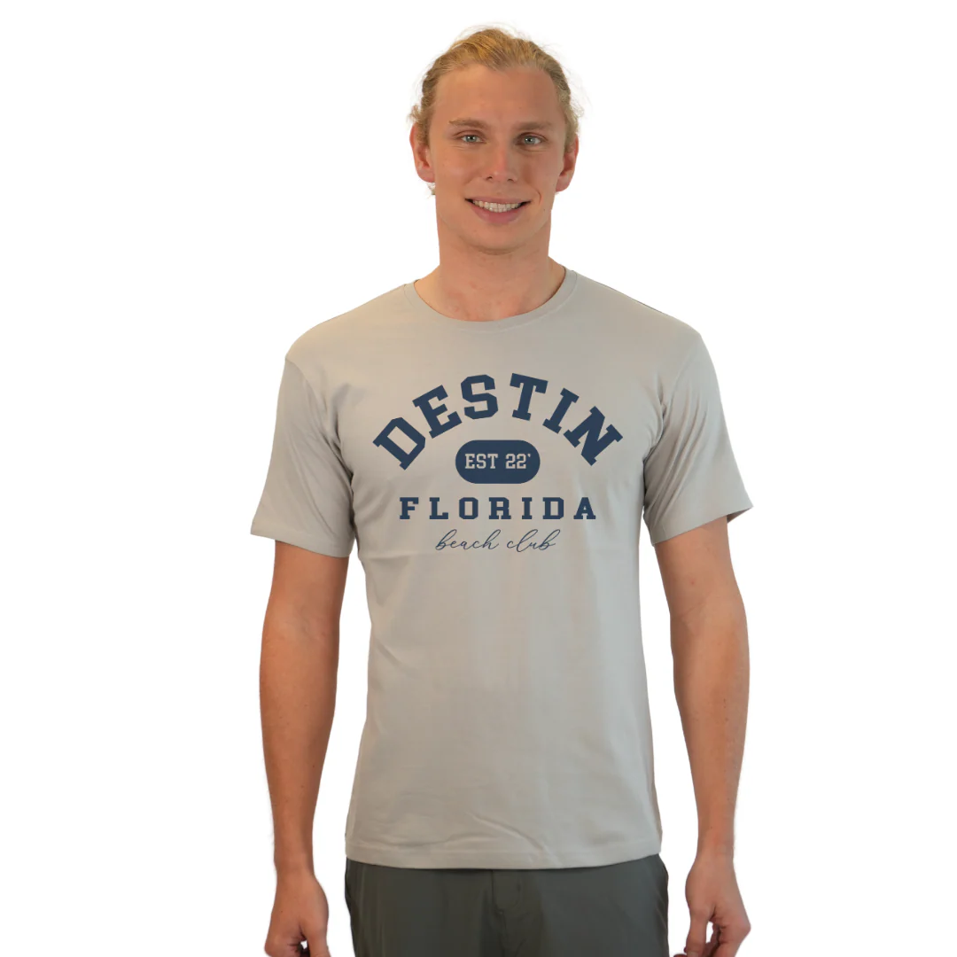 Destin Florida Combed Cotton Men T-Shirt with a Front Est. 22 Beach Club Design Style CC1000 - Image 9