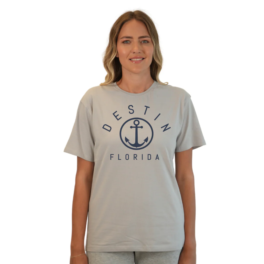 Destin Florida Combed Cotton Women T-Shirt with a Front Nautical Design Style CC1000 - Image 10