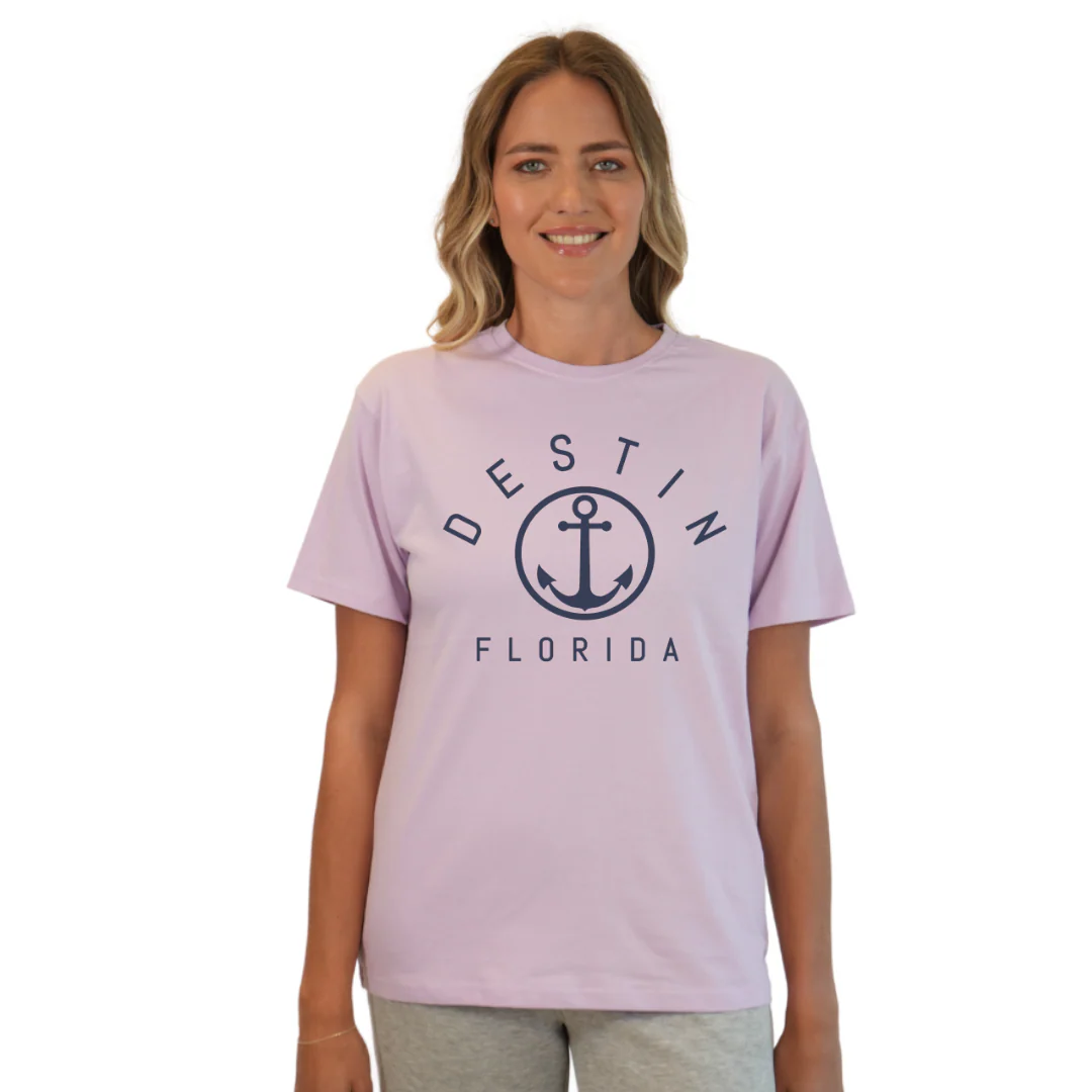 Destin Florida Combed Cotton Women T-Shirt with a Front Nautical Design Style CC1000 - Image 11