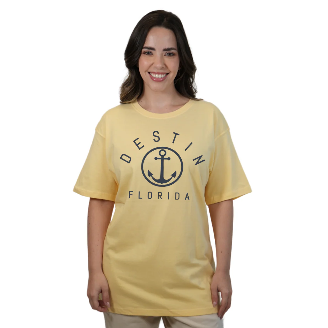 Destin Florida Combed Cotton Women T-Shirt with a Front Nautical Design Style CC1000 - Image 4