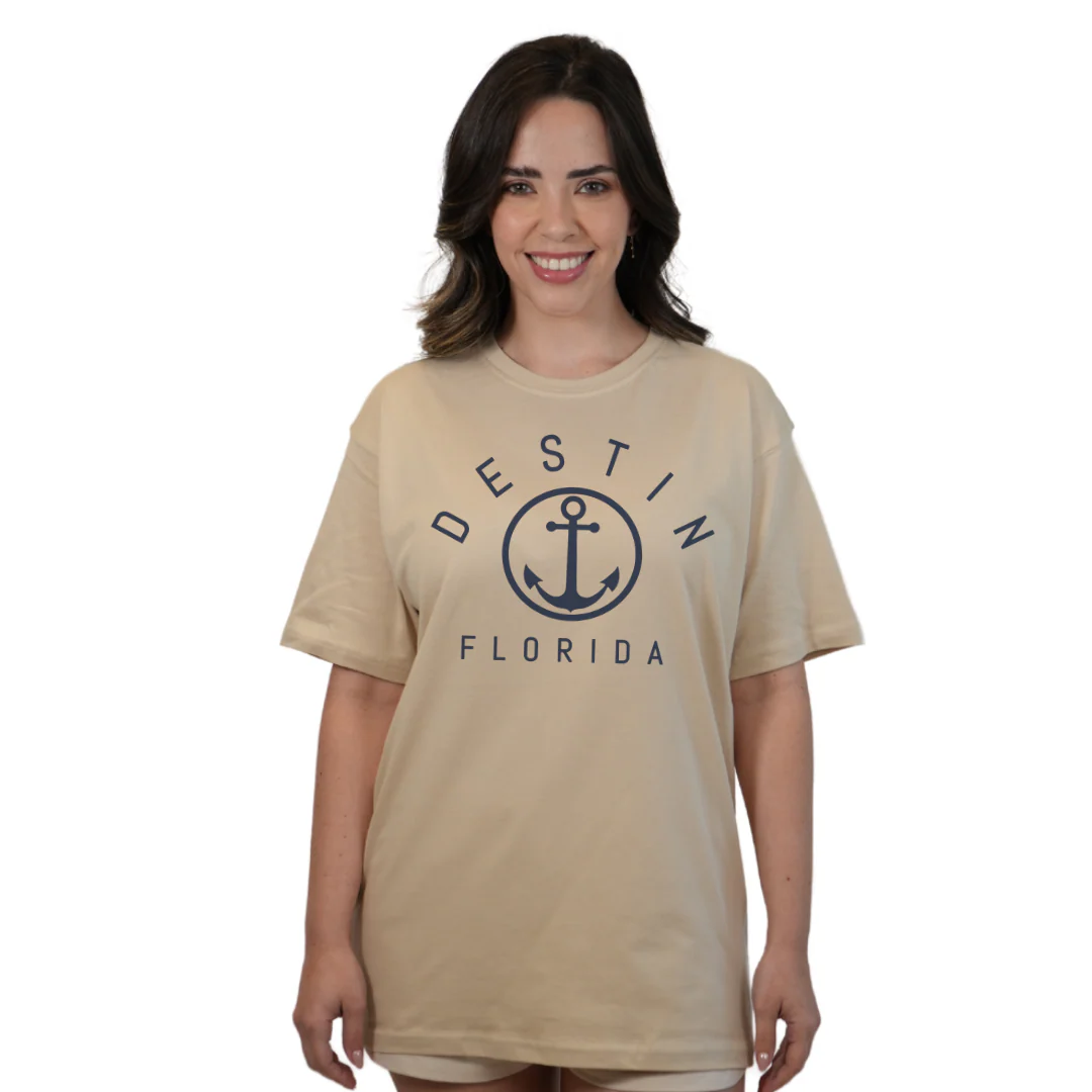 Destin Florida Combed Cotton Women T-Shirt with a Front Nautical Design Style CC1000 - Image 6