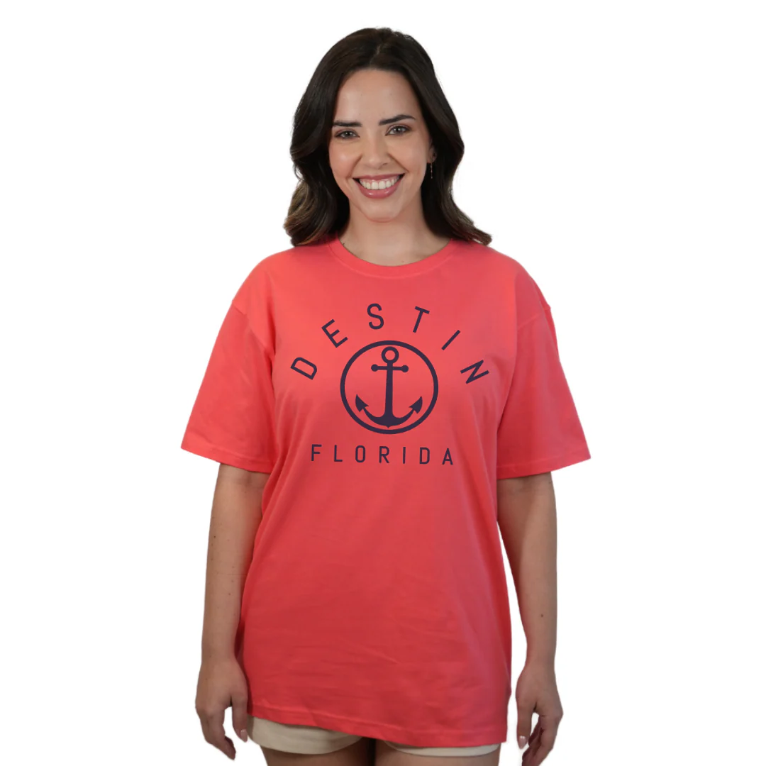 Destin Florida Combed Cotton Women T-Shirt with a Front Nautical Design Style CC1000 - Image 7
