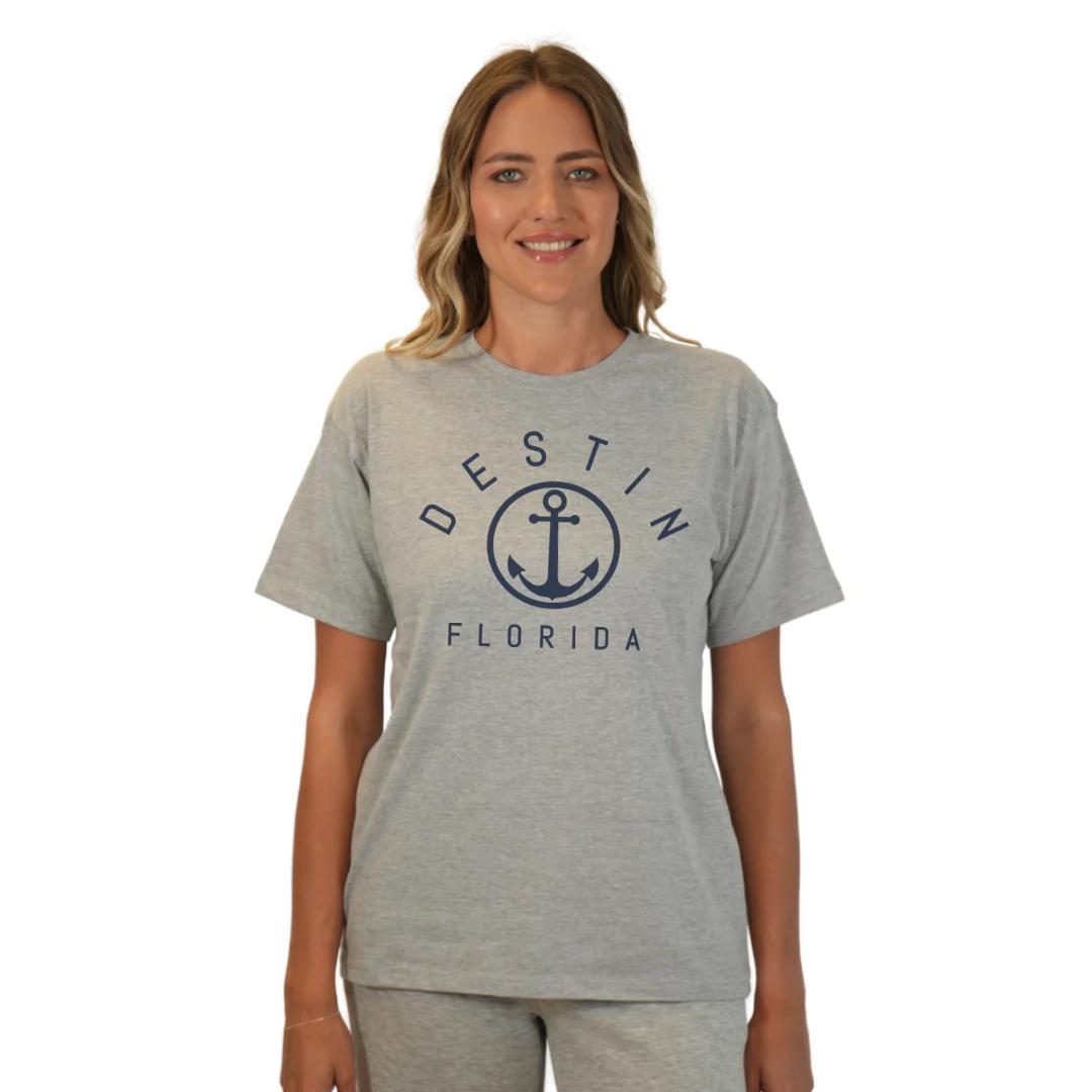 Destin Florida Combed Cotton Women T-Shirt with a Front Nautical Design Style CC1000 - Image 8