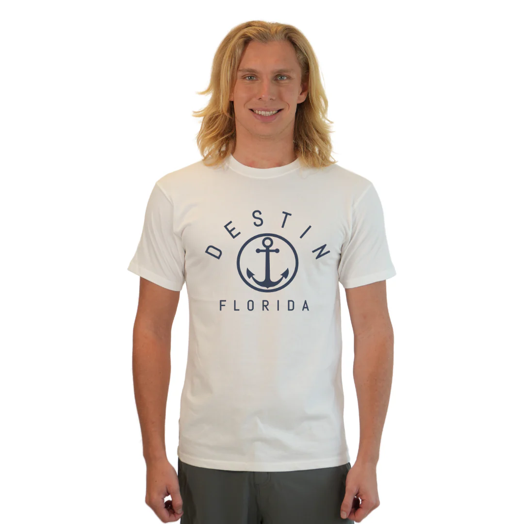 Destin Florida Combed Cotton Men T-Shirt with a Front Nautical Design Style CC1000 - Image 2