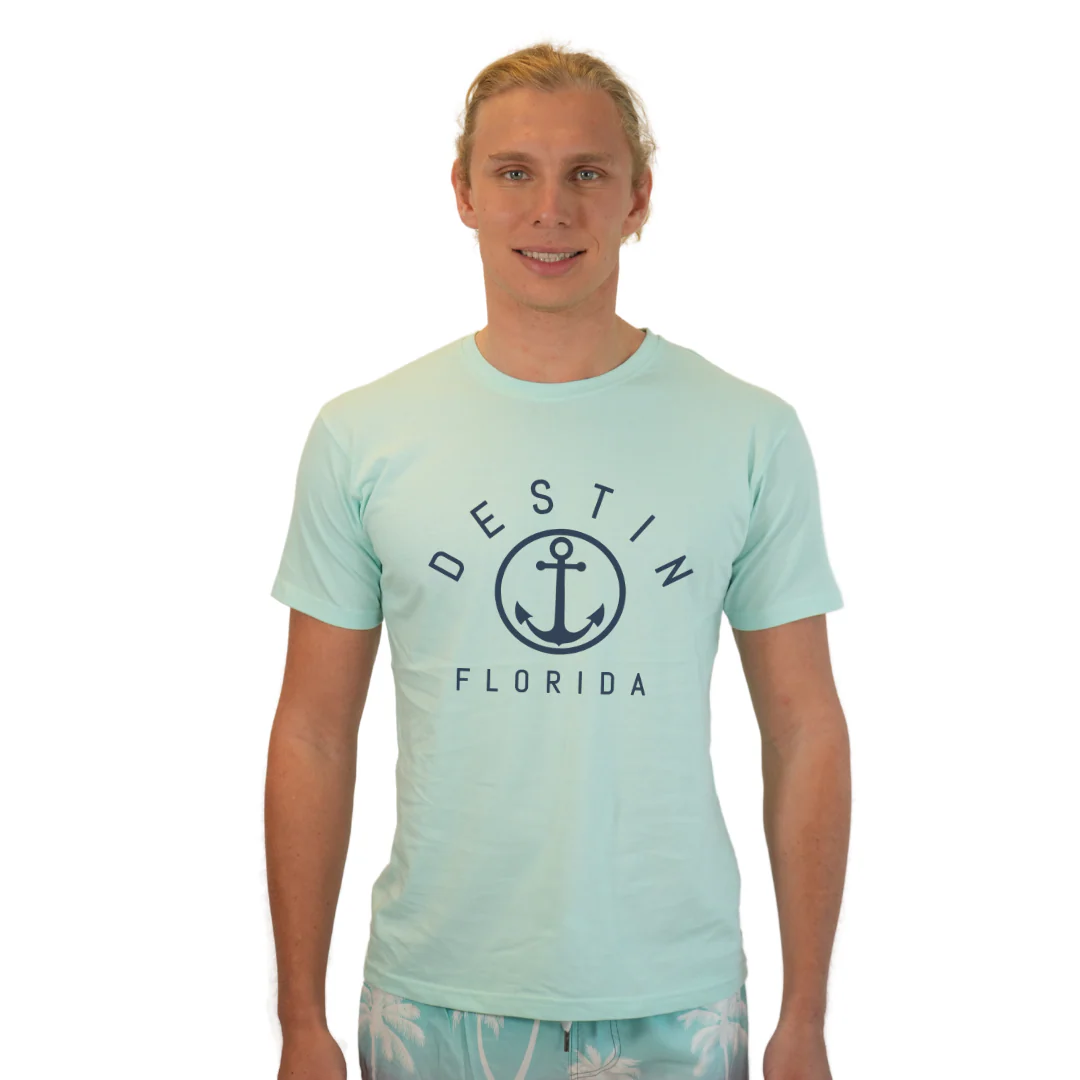 Destin Florida Combed Cotton Men T-Shirt with a Front Nautical Design Style CC1000 - Image 3