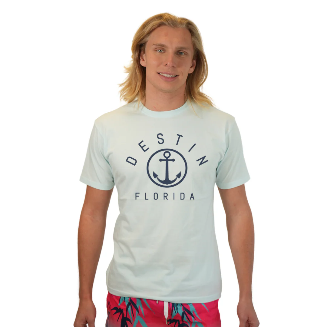 Destin Florida Combed Cotton Men T-Shirt with a Front Nautical Design Style CC1000 - Image 5