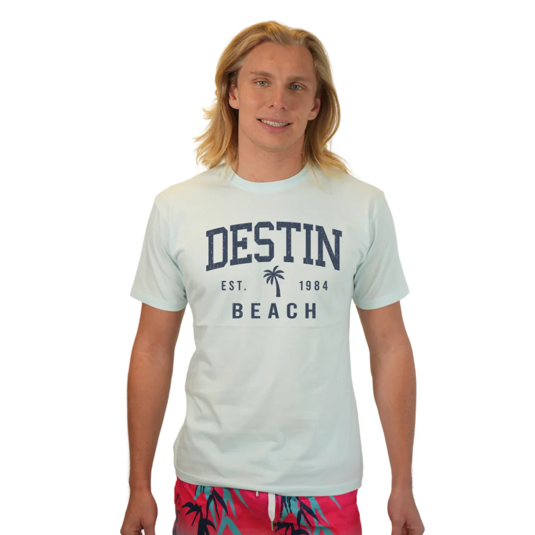 Destin Florida Combed Cotton Men T-Shirt with a Front Palm Tree Design Est. 1984 Style CC1000 - Image 3