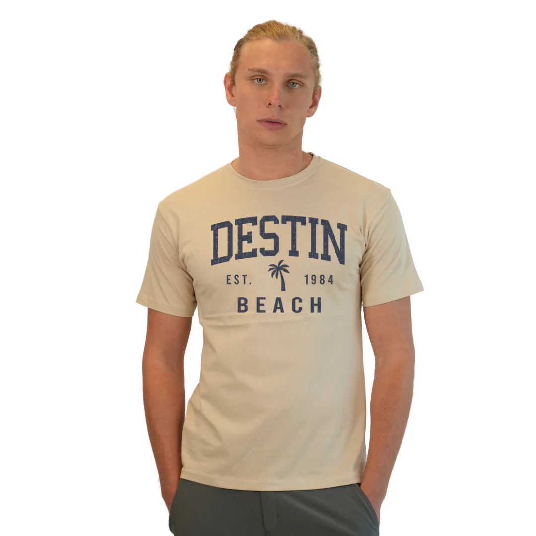 Destin Florida Combed Cotton Men T-Shirt with a Front Palm Tree Design Est. 1984 Style CC1000 - Image 5