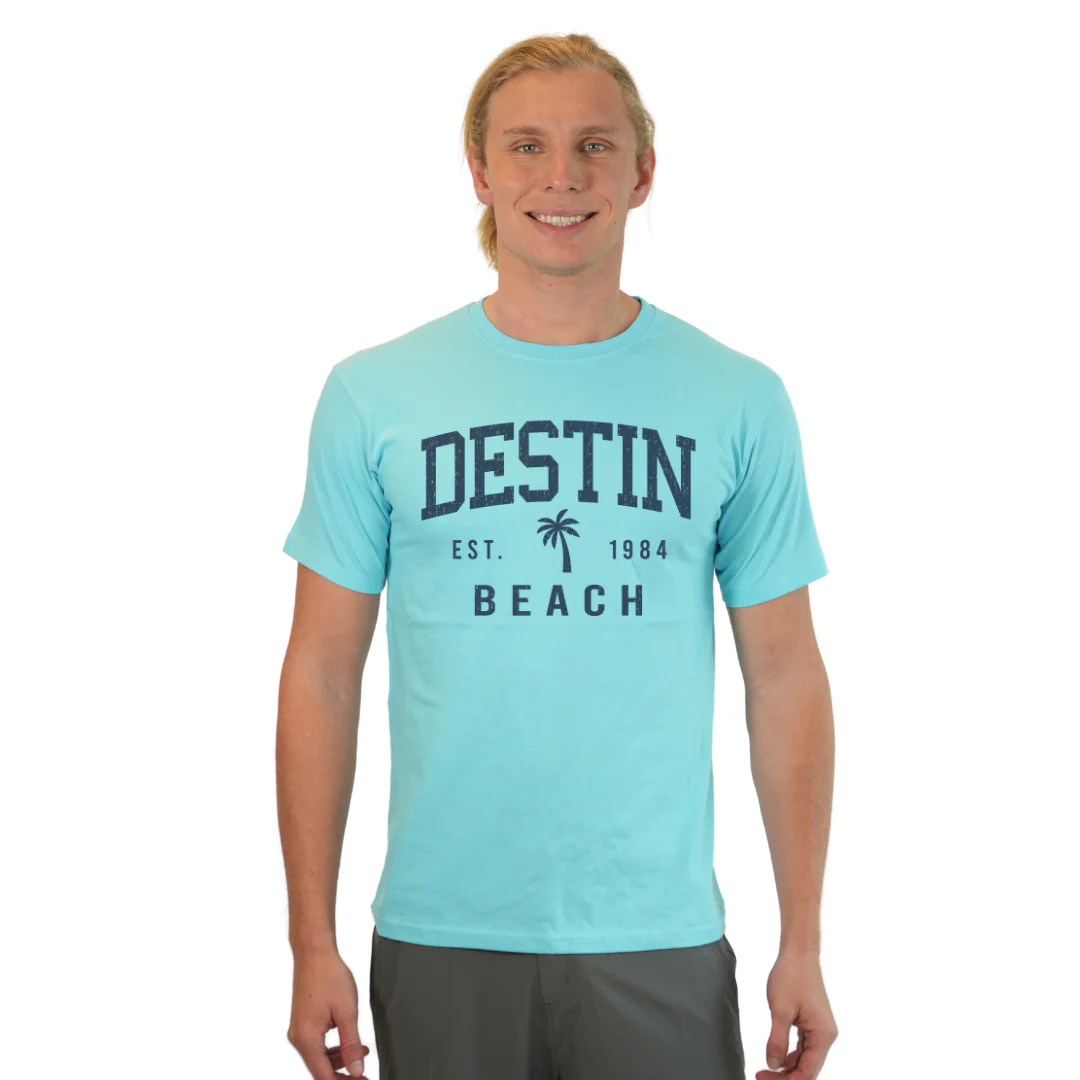 Destin Florida Combed Cotton Men T-Shirt with a Front Palm Tree Design Est. 1984 Style CC1000 - Image 8