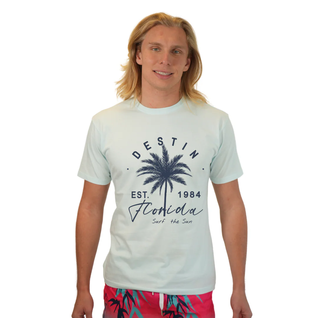 Destin Florida Combed Cotton Men T-Shirt with a Front Palm Tree Est. 1984 Design Style CC1000 - Image 11