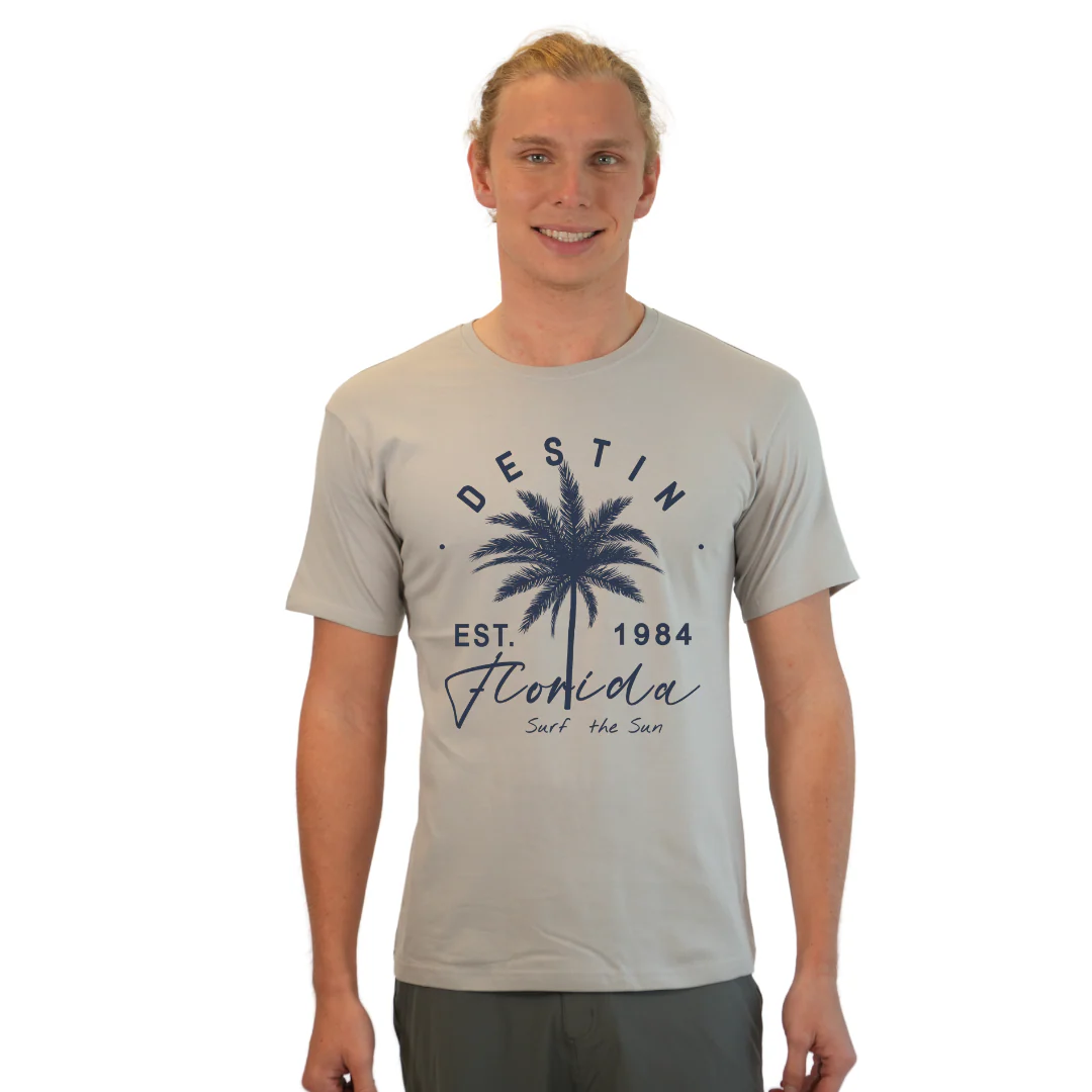 Destin Florida Combed Cotton Men T-Shirt with a Front Palm Tree Est. 1984 Design Style CC1000 - Image 8