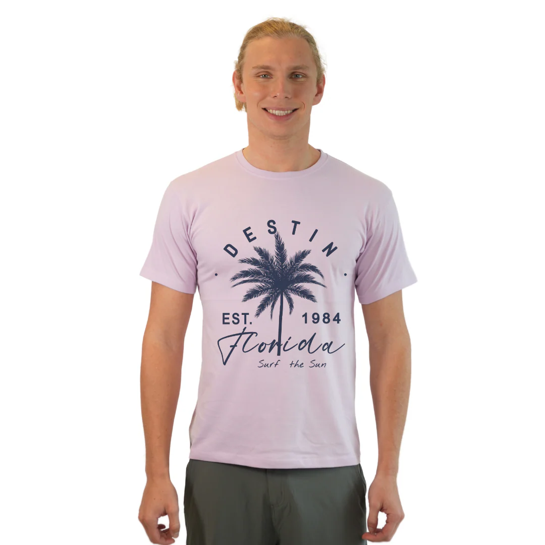 Destin Florida Combed Cotton Men T-Shirt with a Front Palm Tree Est. 1984 Design Style CC1000 - Image 9