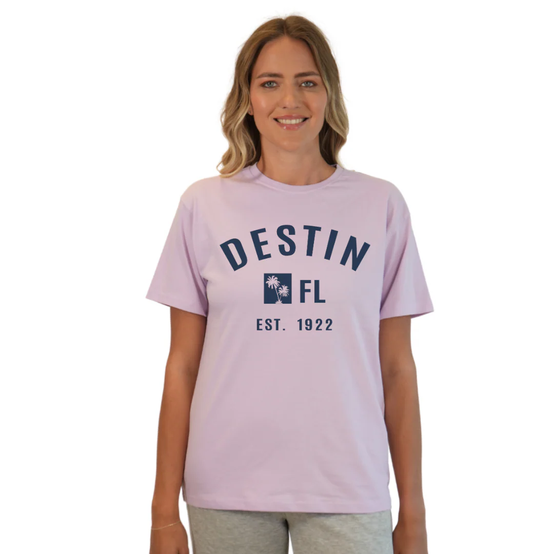 Destin Florida Combed Cotton Women T-Shirt with a Front Palm Trees FL Est. 1922 Design Style CC1000 - Image 10