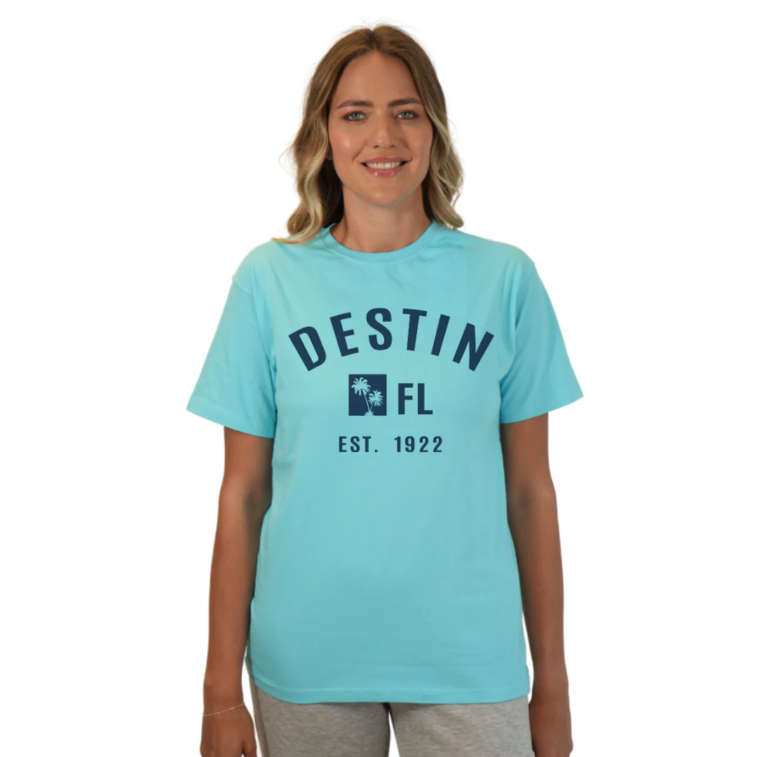 Destin Florida Combed Cotton Women T-Shirt with a Front Palm Trees FL Est. 1922 Design Style CC1000 - Image 8