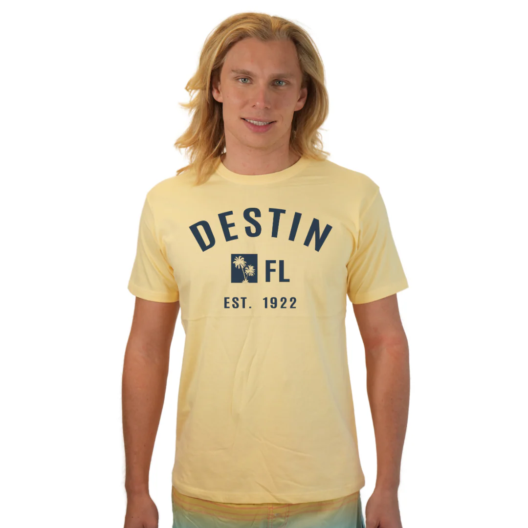 Destin Florida Combed Cotton Men T-Shirt with a Front Palm Trees FL Est. 1922 Design Style CC1000 - Image 5