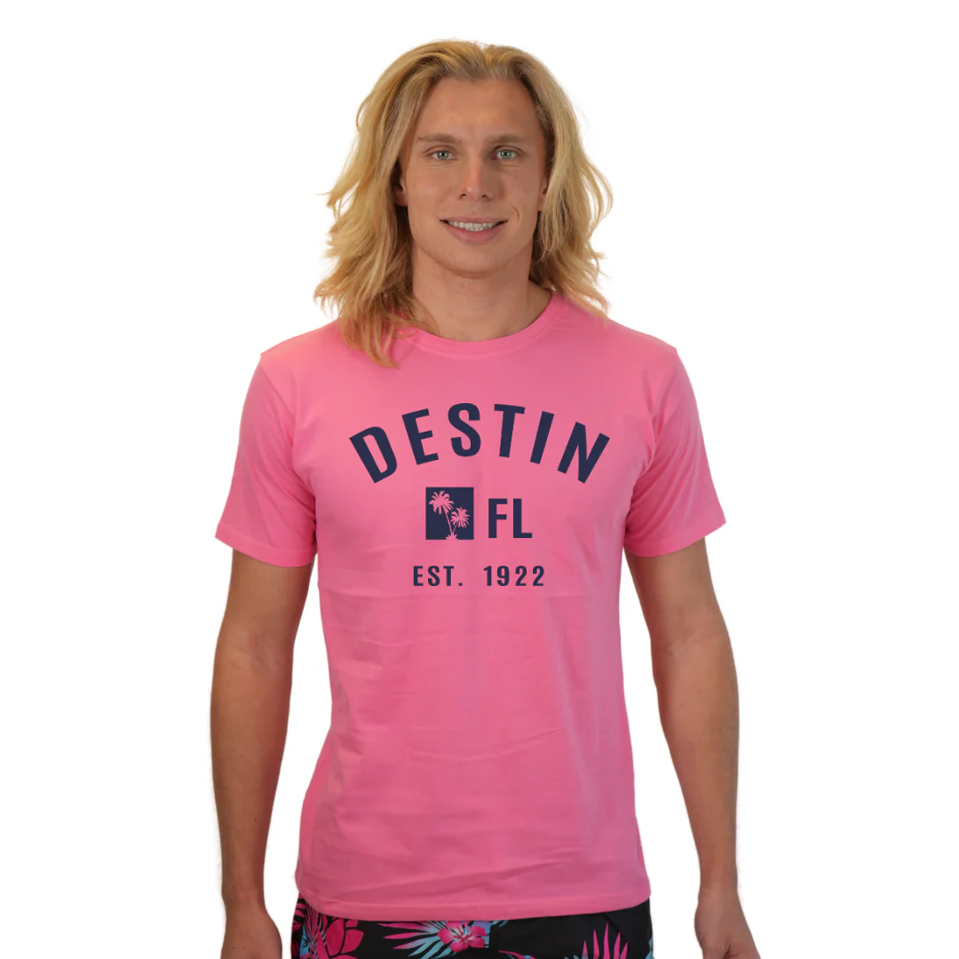 Destin Florida Combed Cotton Men T-Shirt with a Front Palm Trees FL Est. 1922 Design Style CC1000 - Image 6