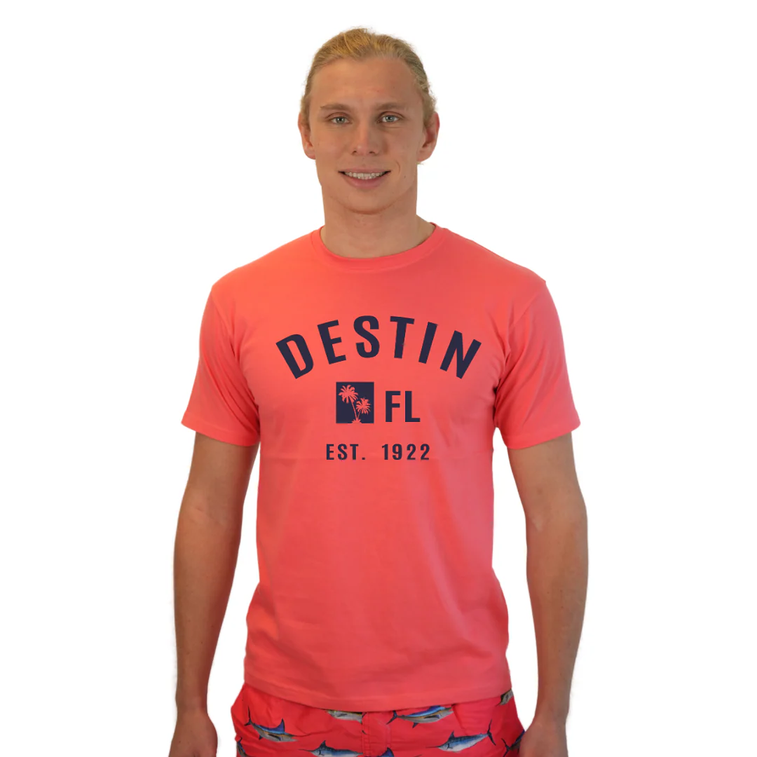 Destin Florida Combed Cotton Men T-Shirt with a Front Palm Trees FL Est. 1922 Design Style CC1000 - Image 7