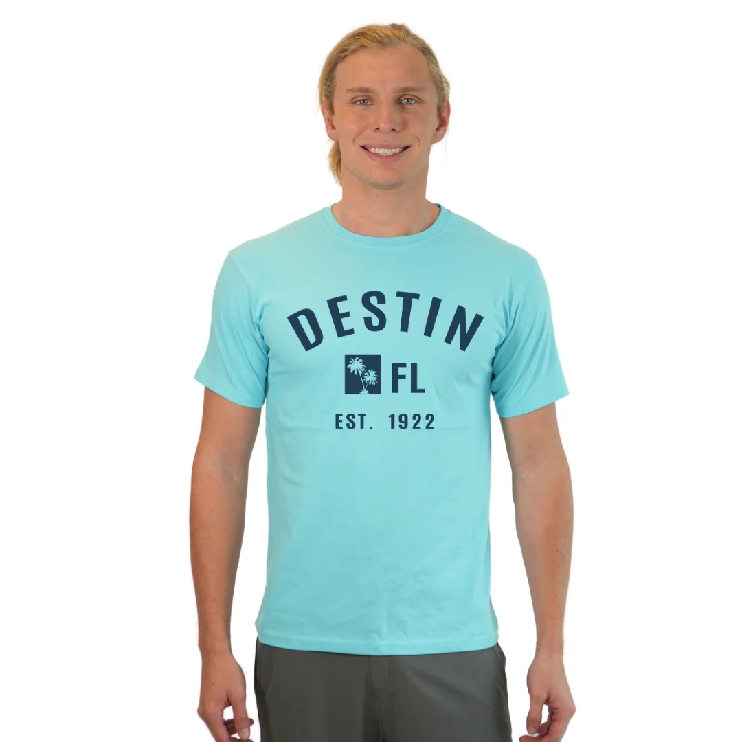 Destin Florida Combed Cotton Men T-Shirt with a Front Palm Trees FL Est. 1922 Design Style CC1000 - Image 8