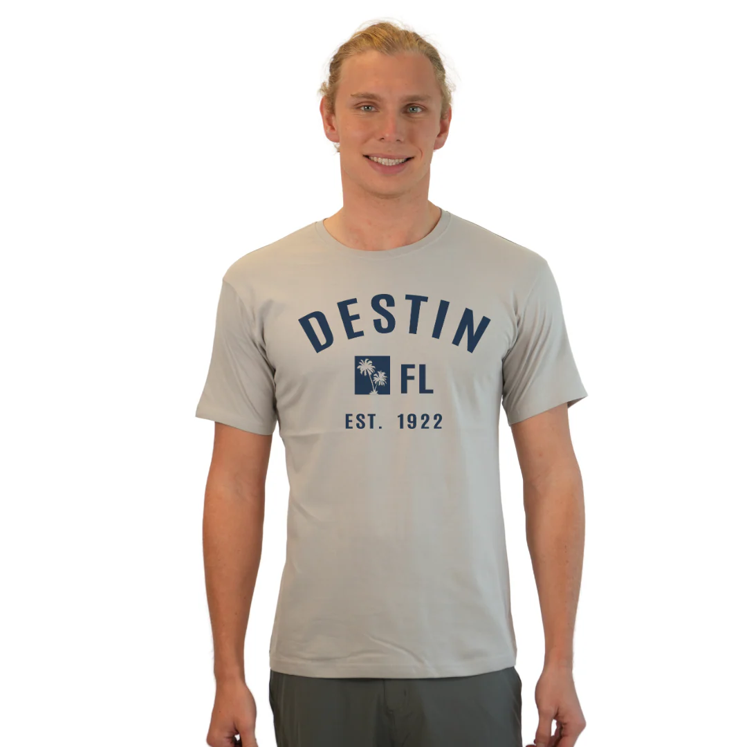 Destin Florida Combed Cotton Men T-Shirt with a Front Palm Trees FL Est. 1922 Design Style CC1000 - Image 9